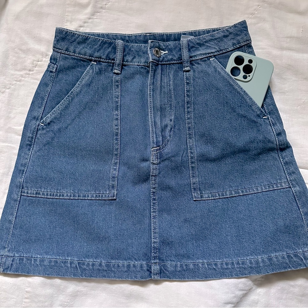 Denim A-Line Mini Skirt